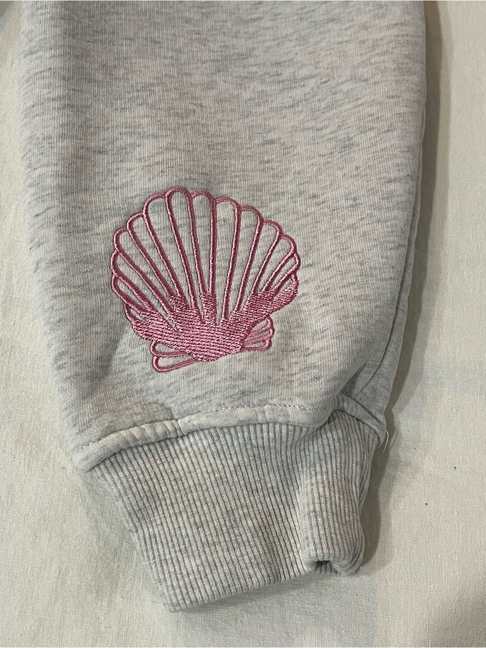Pink Palm Puff Light Gray Hoodie with Pink Palm Embroidery - Picture 4 of 5